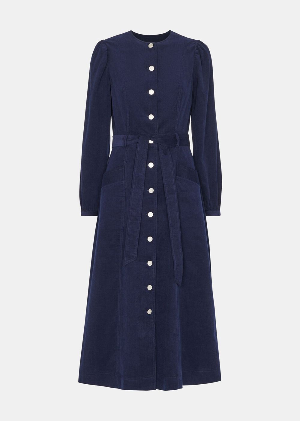 Whistles Angelica Cord Midi Dress Navy | US-94236DHRS