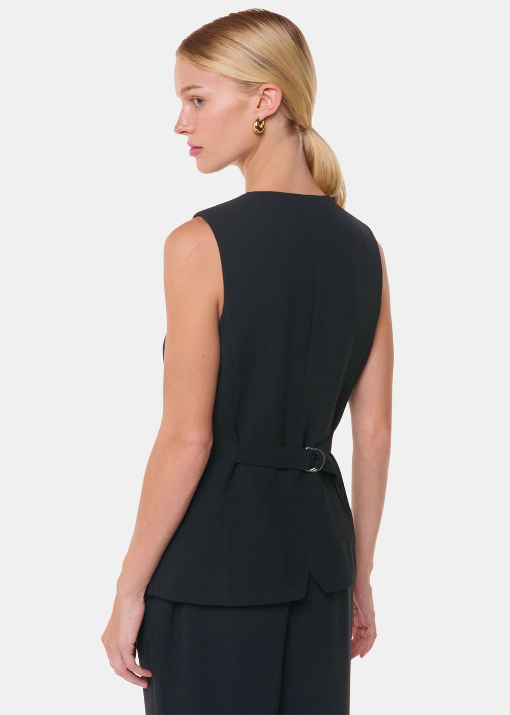 Whistles Cora Crepe Vest Black | US-50964XRJO
