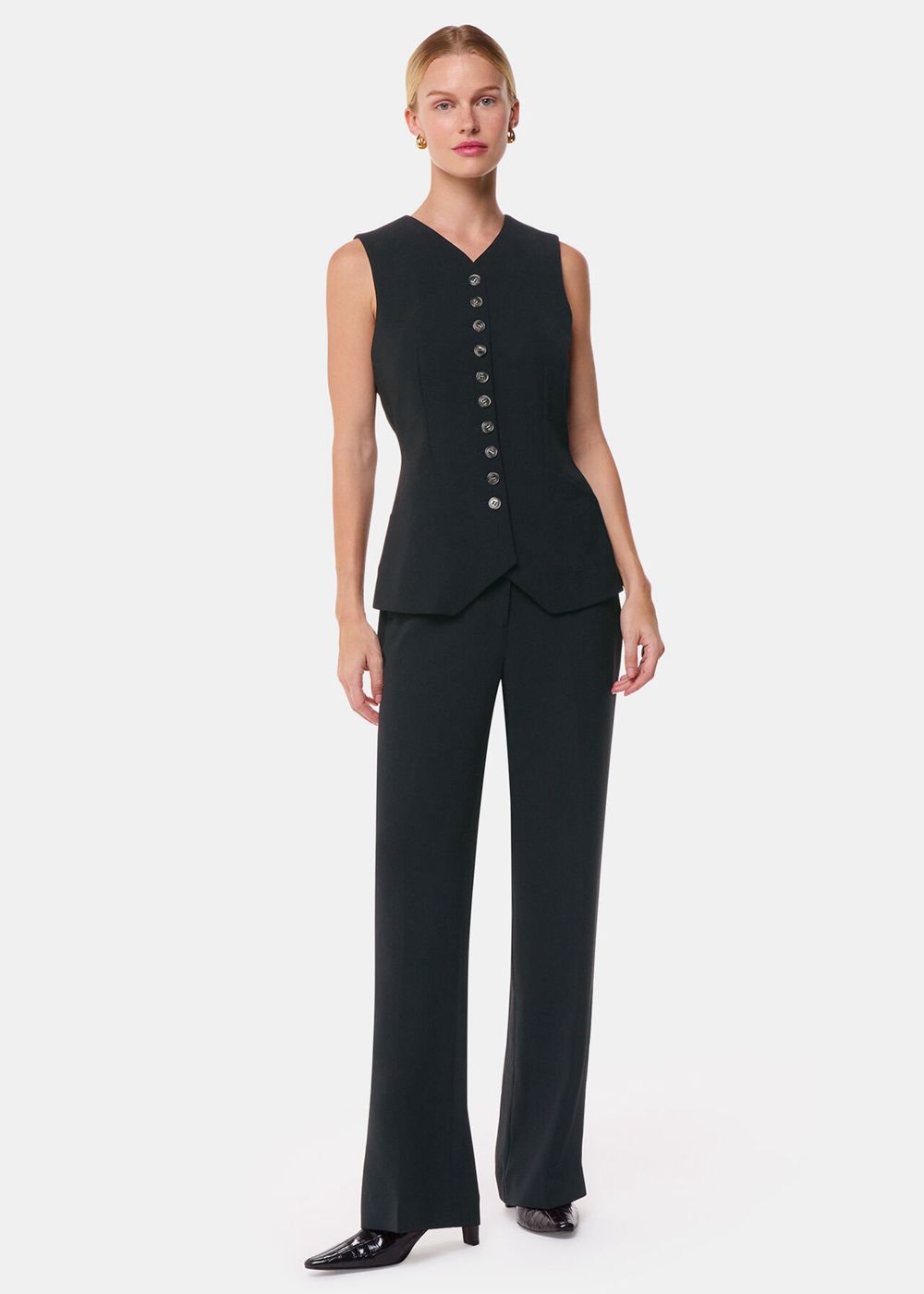 Whistles Cora Crepe Vest Black | US-50964XRJO