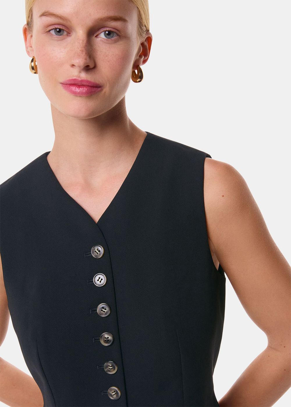 Whistles Cora Crepe Vest Black | US-50964XRJO