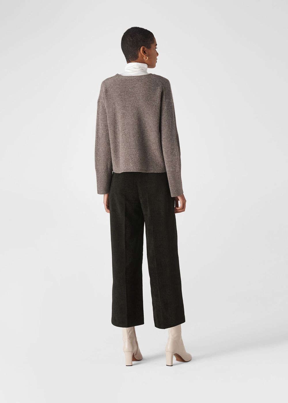 Whistles Cord Flat Front Pants Black | US-40573EKUX