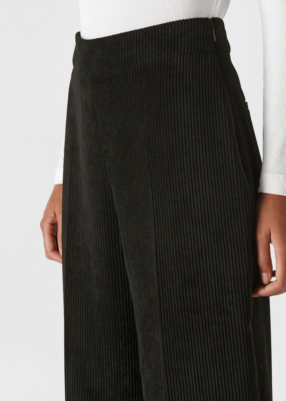 Whistles Cord Flat Front Pants Black | US-40573EKUX