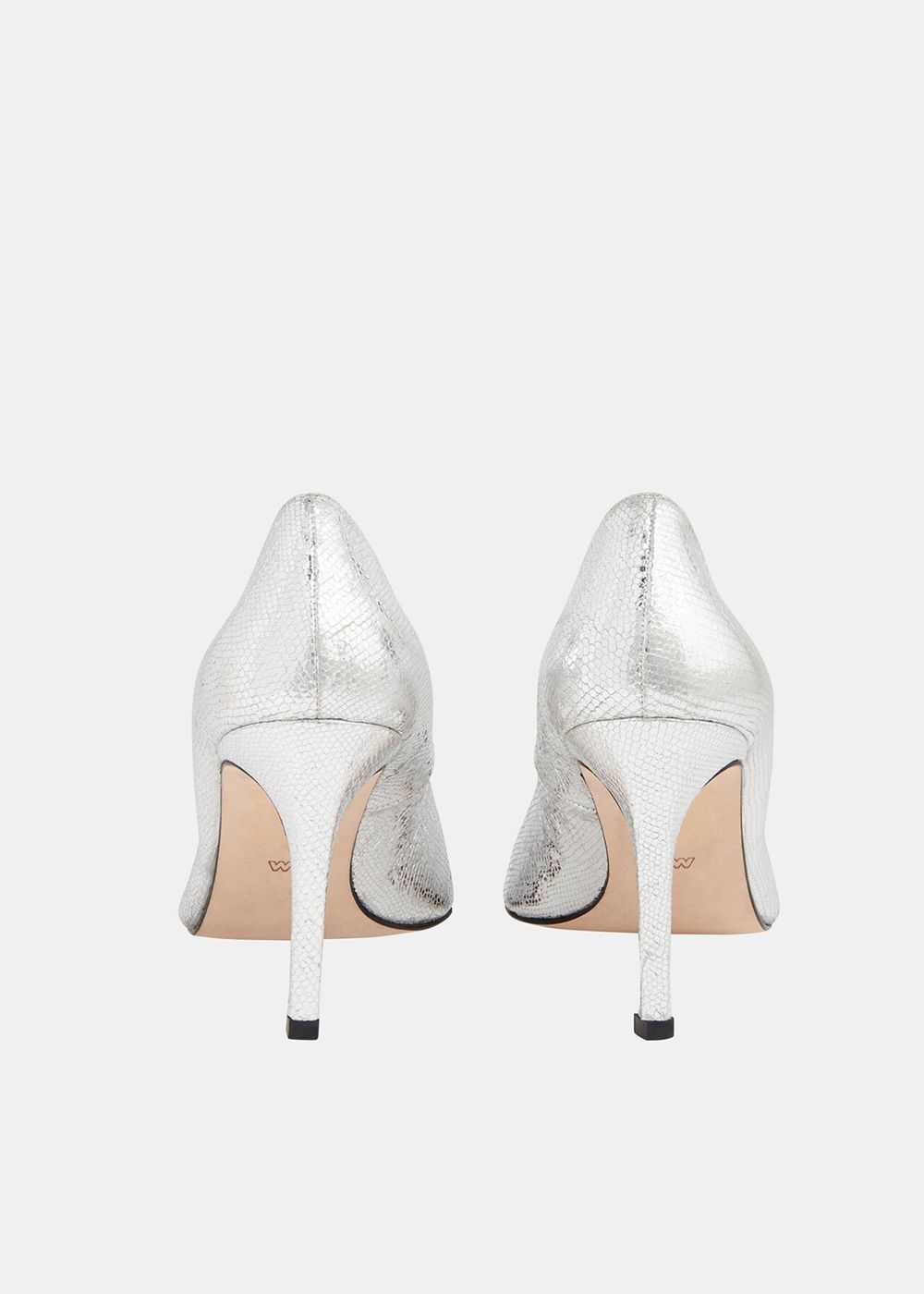 Whistles Corie Textured Heels Silver | US-92418KOHW