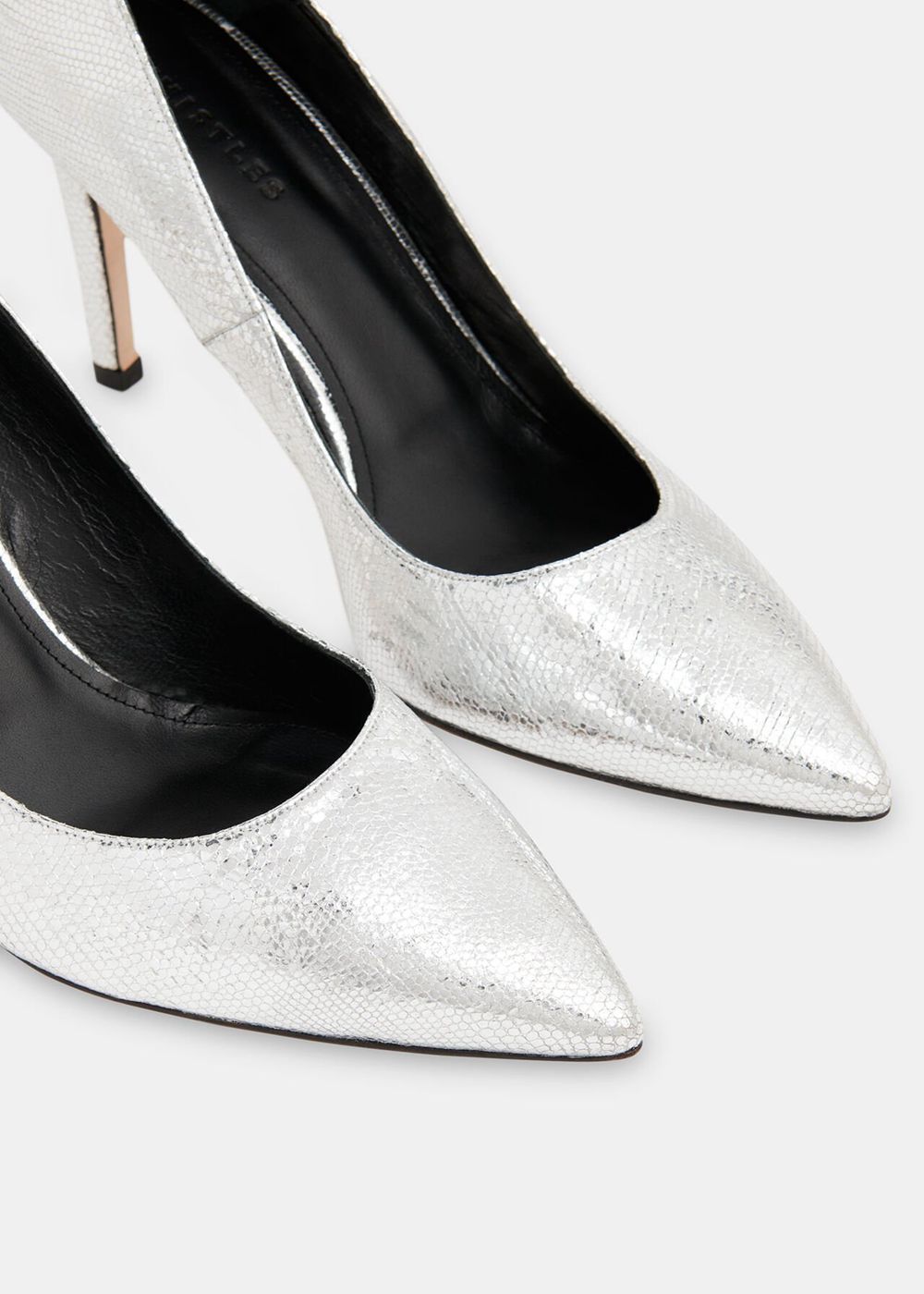 Whistles Corie Textured Heels Silver | US-92418KOHW
