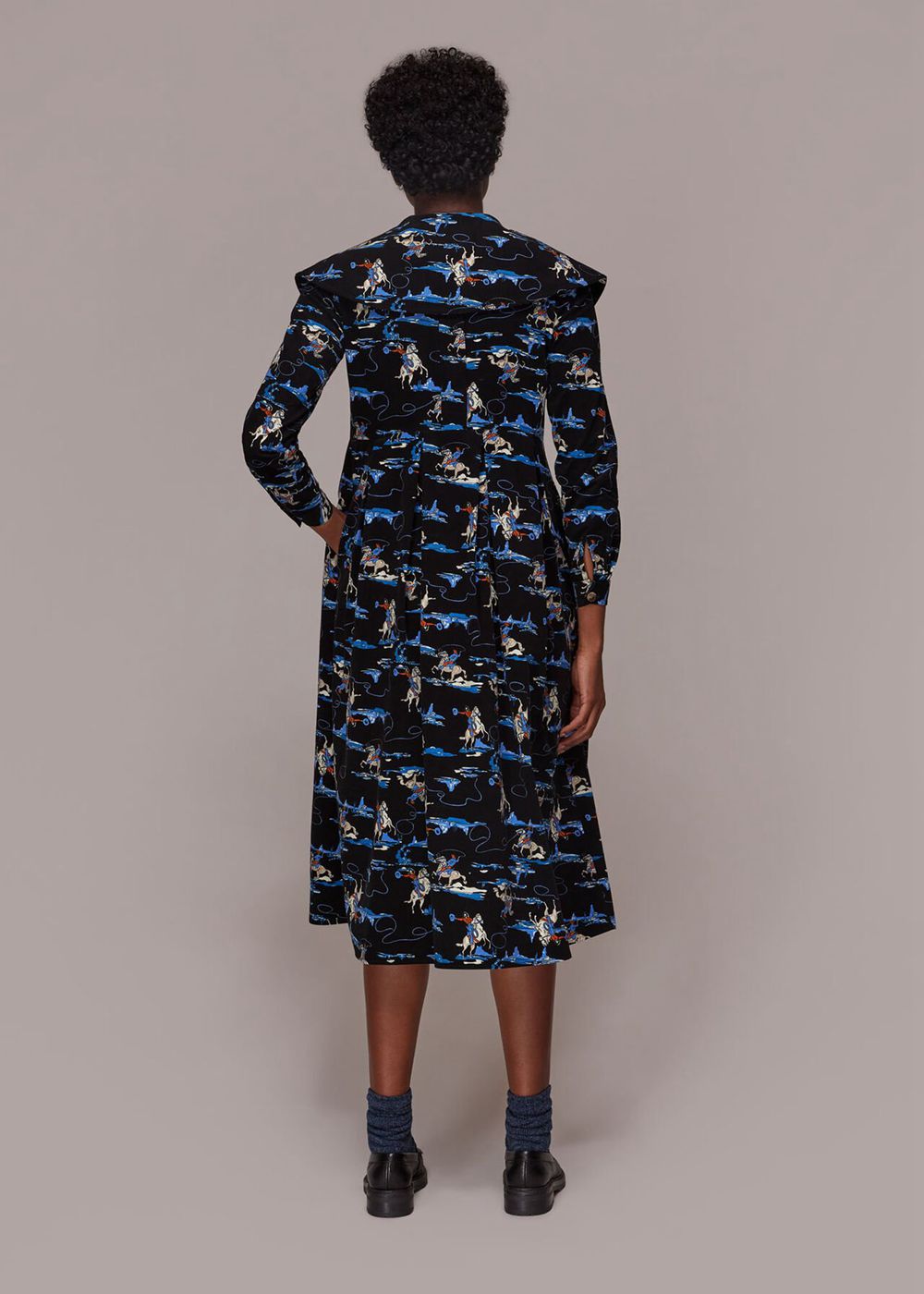 Whistles Cowboy Print Cord Collar Dress Multicolor | US-43729SWVC