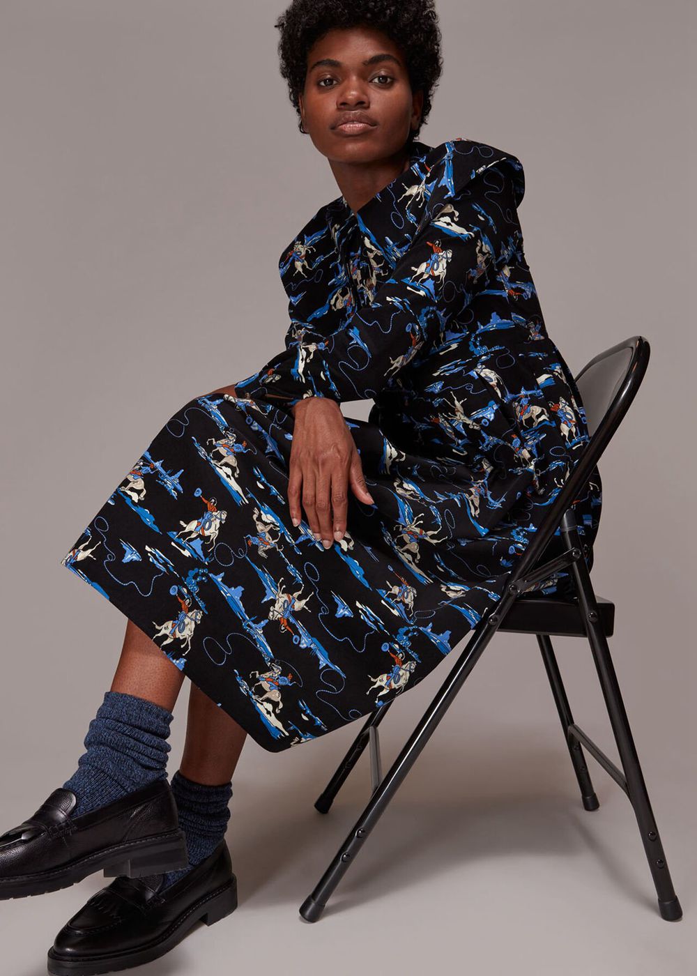Whistles Cowboy Print Cord Collar Dress Multicolor | US-43729SWVC