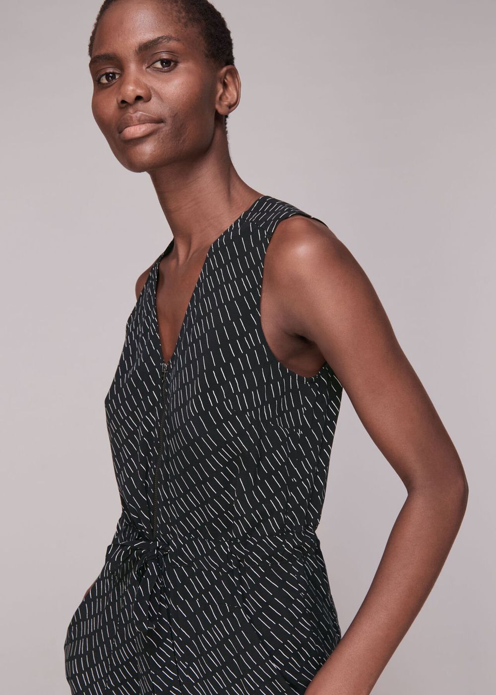 Whistles Geo Casual Corey Jumpsuit Black / Multicolor | US-50864XCWZ