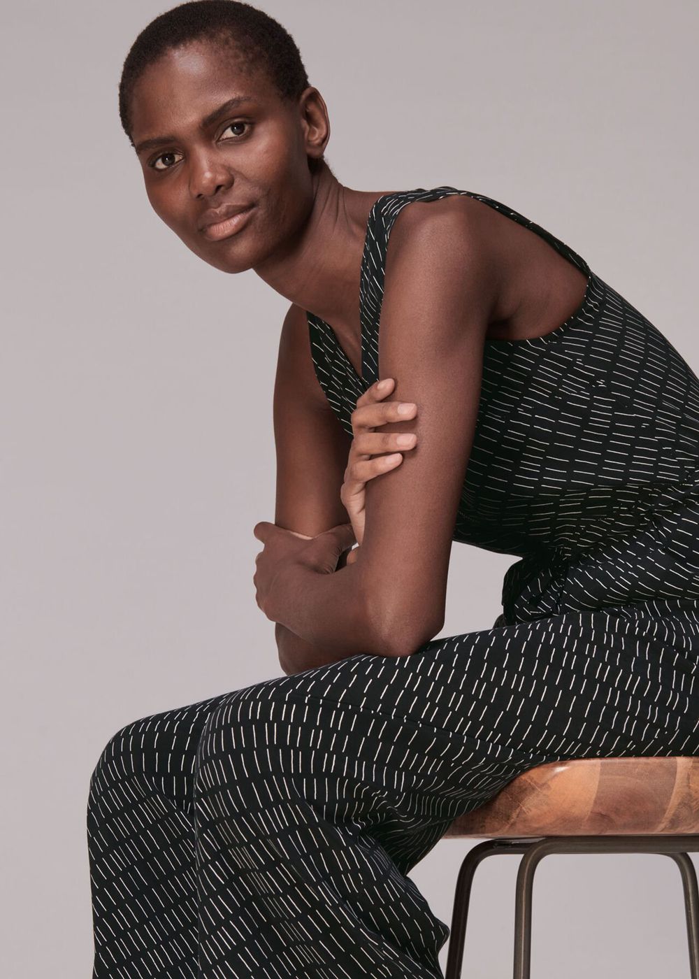 Whistles Geo Casual Corey Jumpsuit Black / Multicolor | US-50864XCWZ