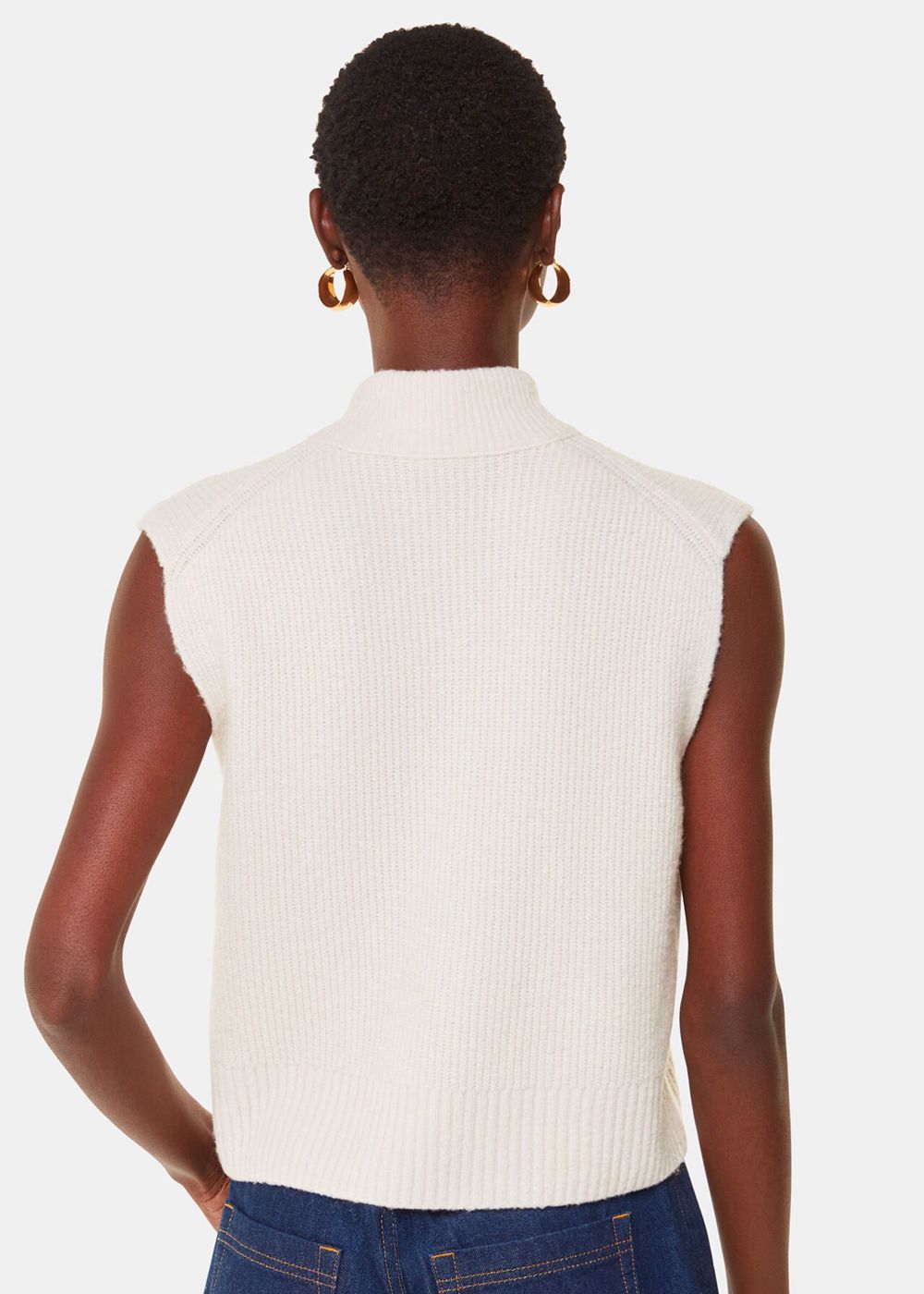 Whistles High V Neck Wool Mix Tank Top White | US-74602VXCR