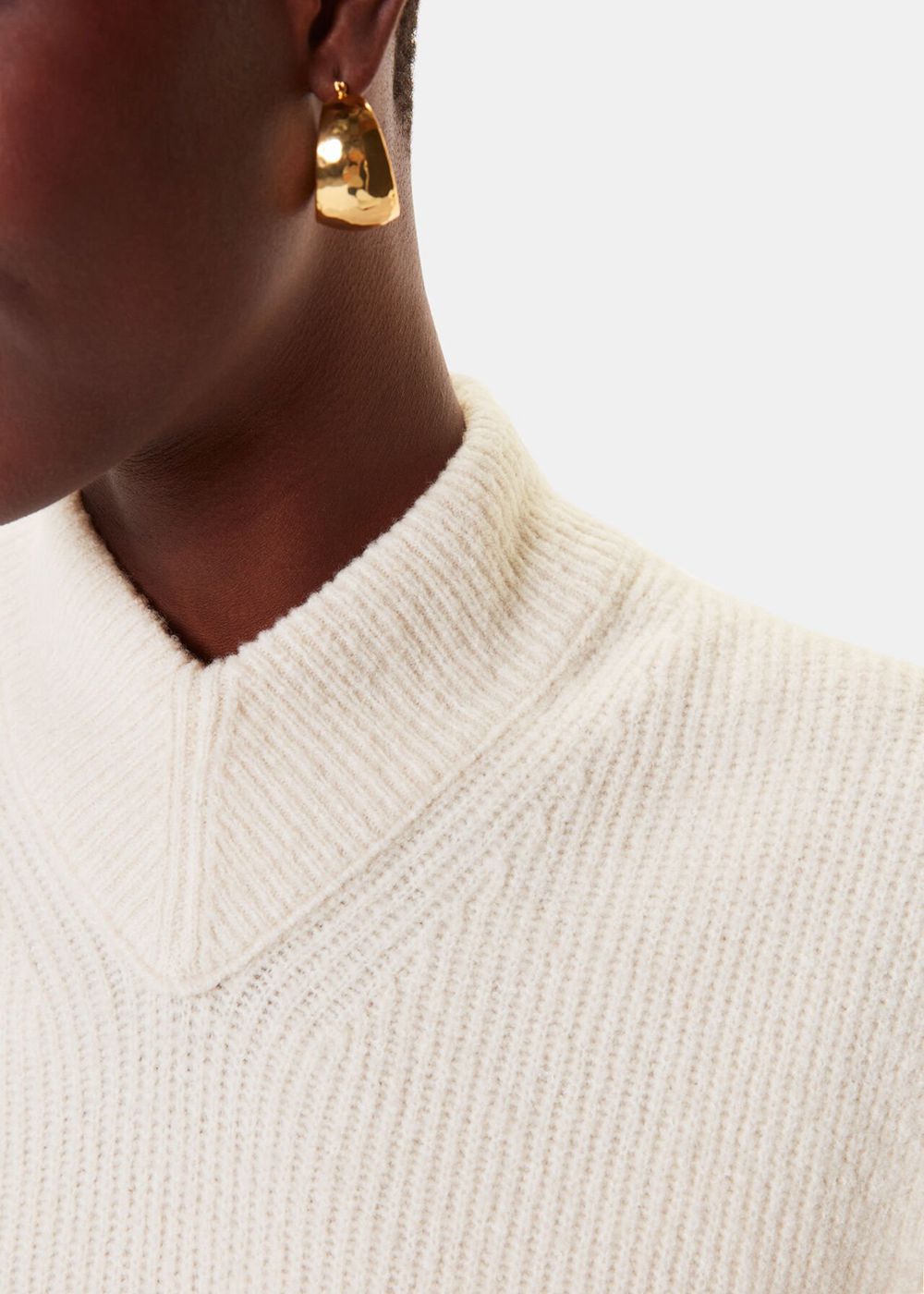 Whistles High V Neck Wool Mix Tank Top White | US-74602VXCR
