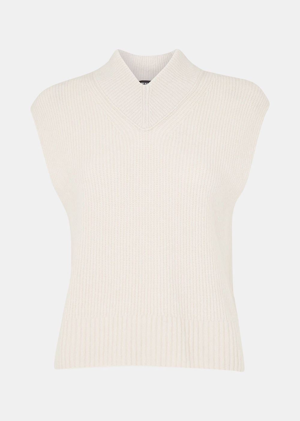 Whistles High V Neck Wool Mix Tank Top White | US-74602VXCR