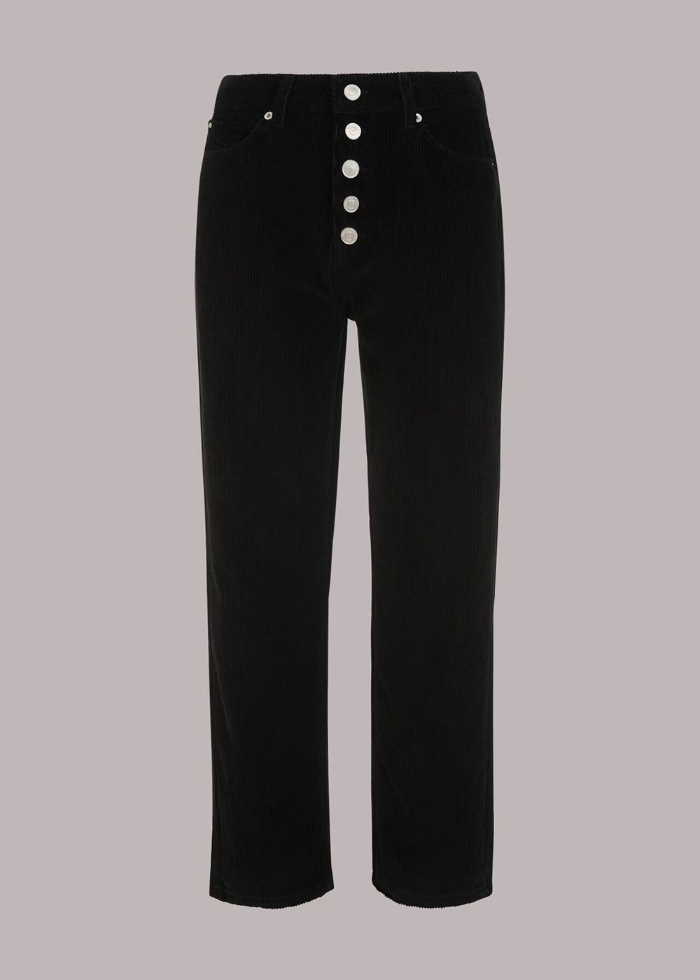 Whistles Hollie Button Front Cord Jeans Black | US-45703FMGX