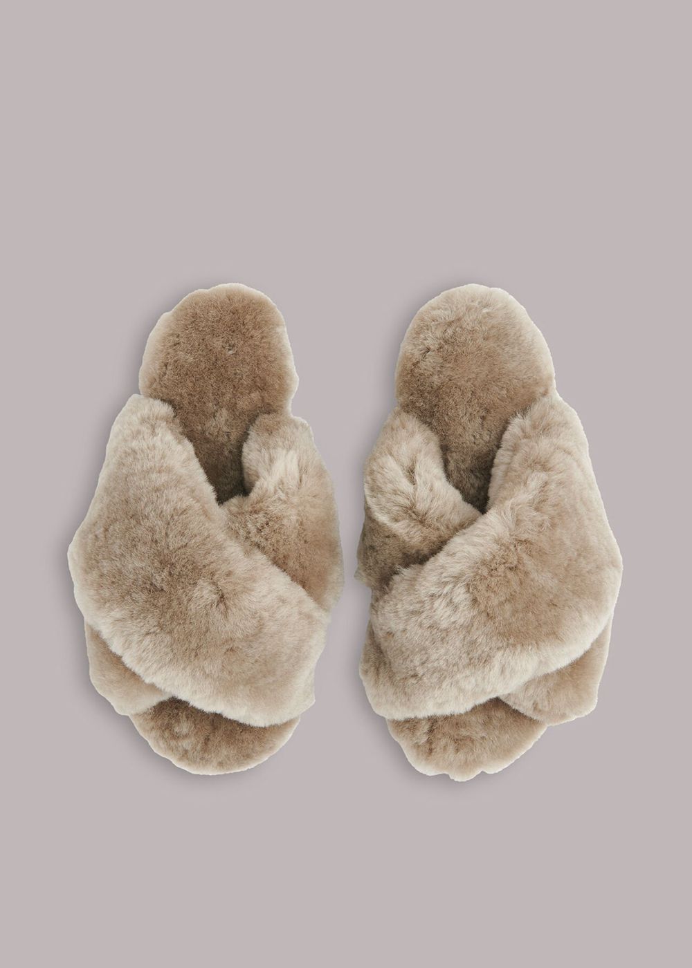 Whistles Macy Cross Strap Slippers Grey Brown | US-74568ALIM