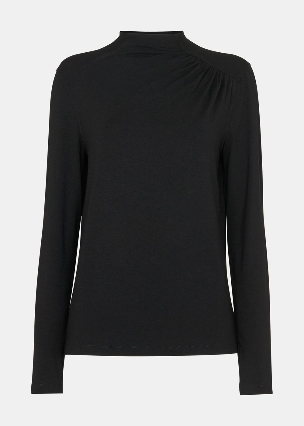 Whistles Ruched Front Detail Jersey Top Black | US-86257LACG