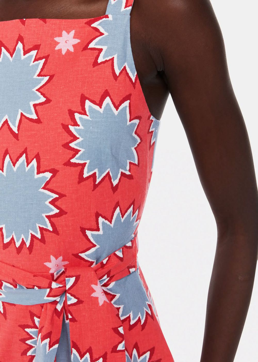 Whistles Sunburst Linen Blend Dress Coral / Multicolor | US-46325DLTV