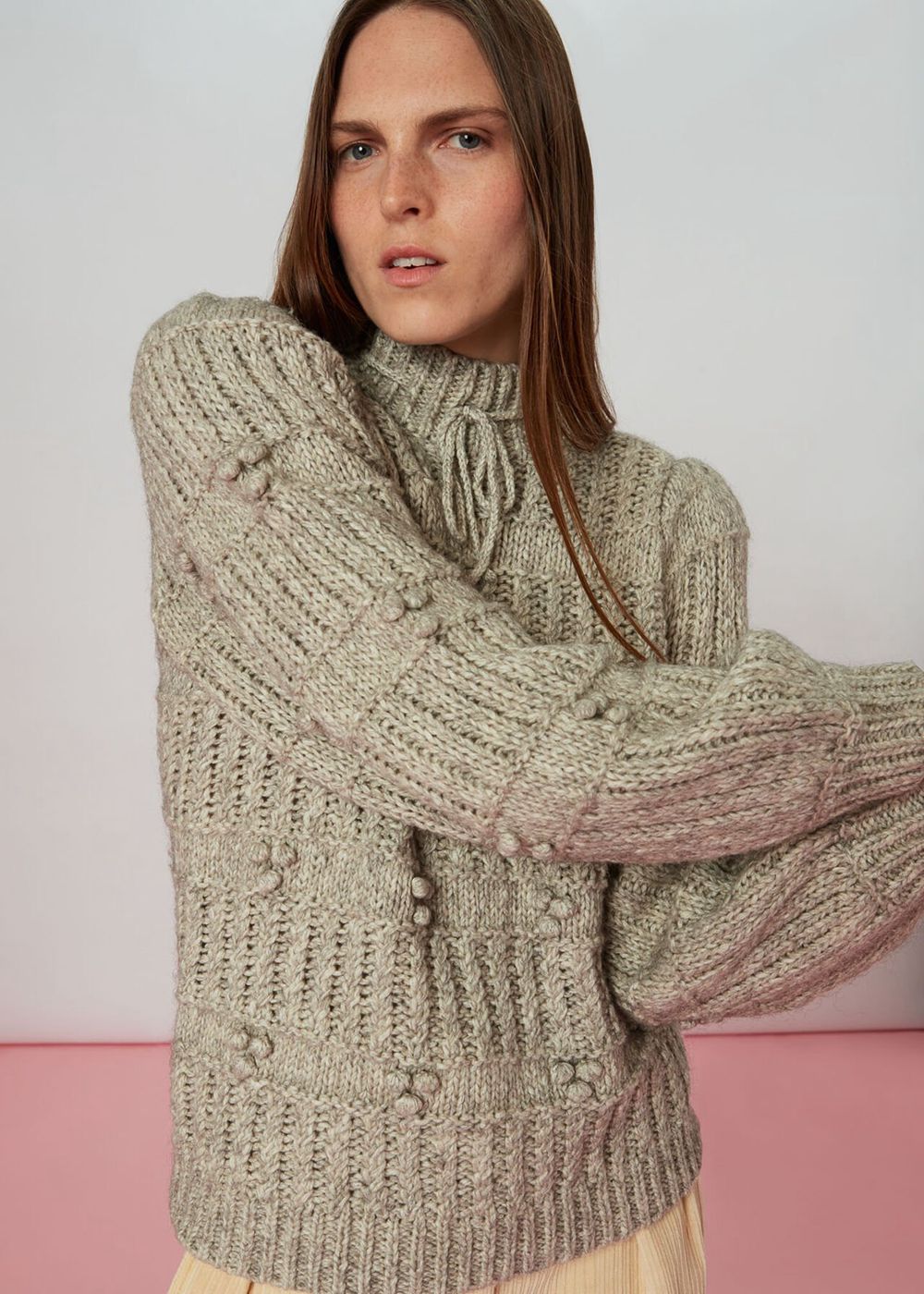 Whistles Tie Neck Detail Knitwear Grey | US-87590ZMNG