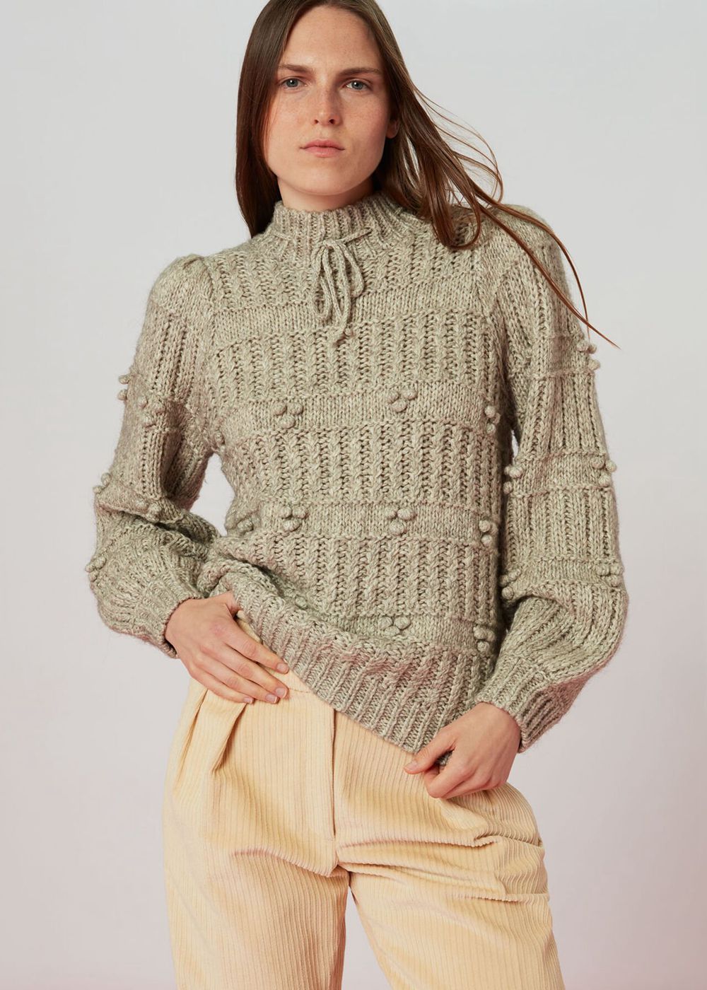 Whistles Tie Neck Detail Knitwear Grey | US-87590ZMNG