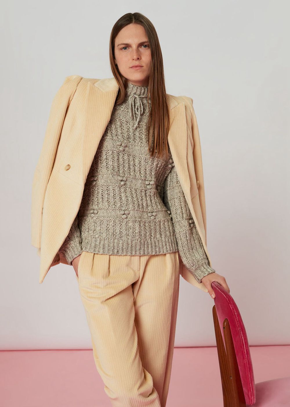 Whistles Tie Neck Detail Knitwear Grey | US-87590ZMNG